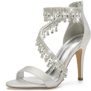 NWT Sparkling Bling Swarovski Crystal Rhinestone Wedding High Heel Shoes…